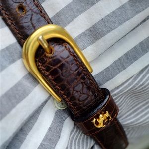 Vintage Escada Leather and Gold Croc Belt